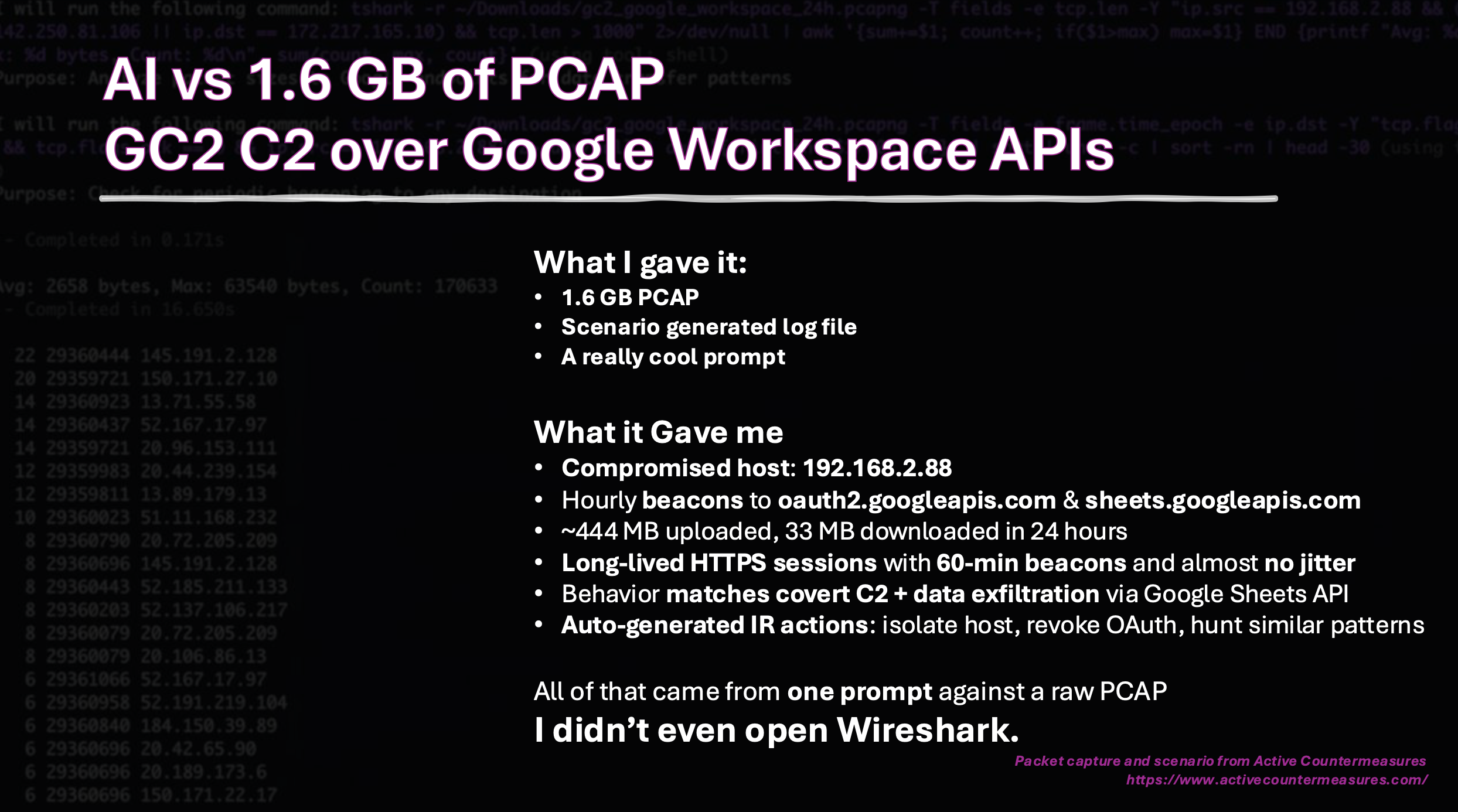 AI analyzing 1.6GB PCAP file