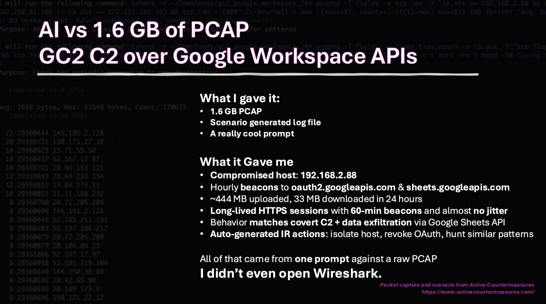 AI analyzing 1.6GB PCAP file